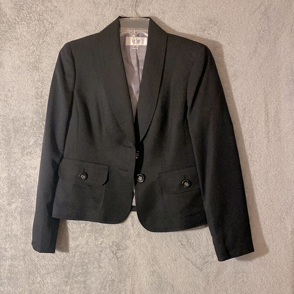 Le Suit Petite Black Pants Suit- Vintage - Picture 3 of 16